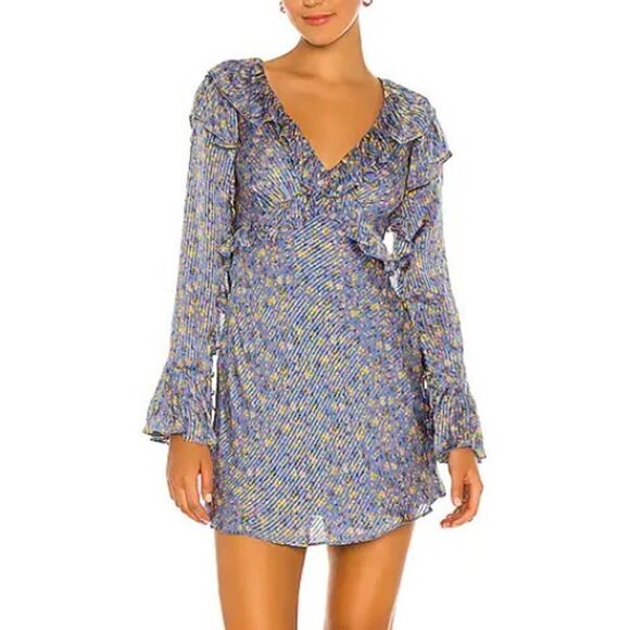 Free People Sweetest Thing Midnight Cowboy Mini Dress NWT Sz. 2 - Picture 1 of 5